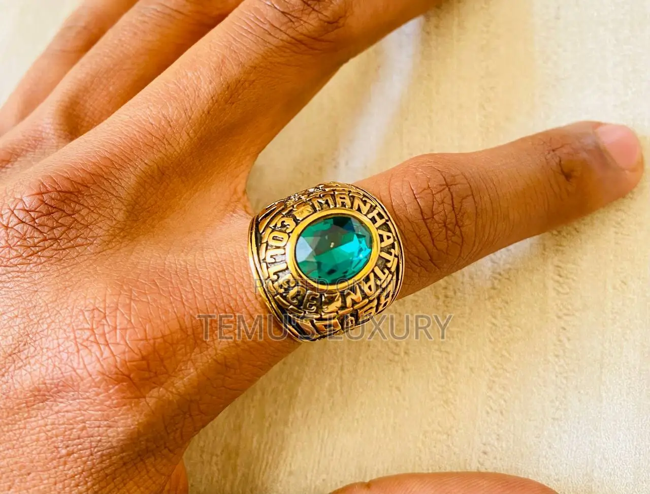 Stainless Steel Golden Crystal Carved Punk Rock Jewelry