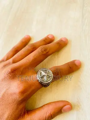 Stainless Steel Men Rings Pentagram Star Carved Punk