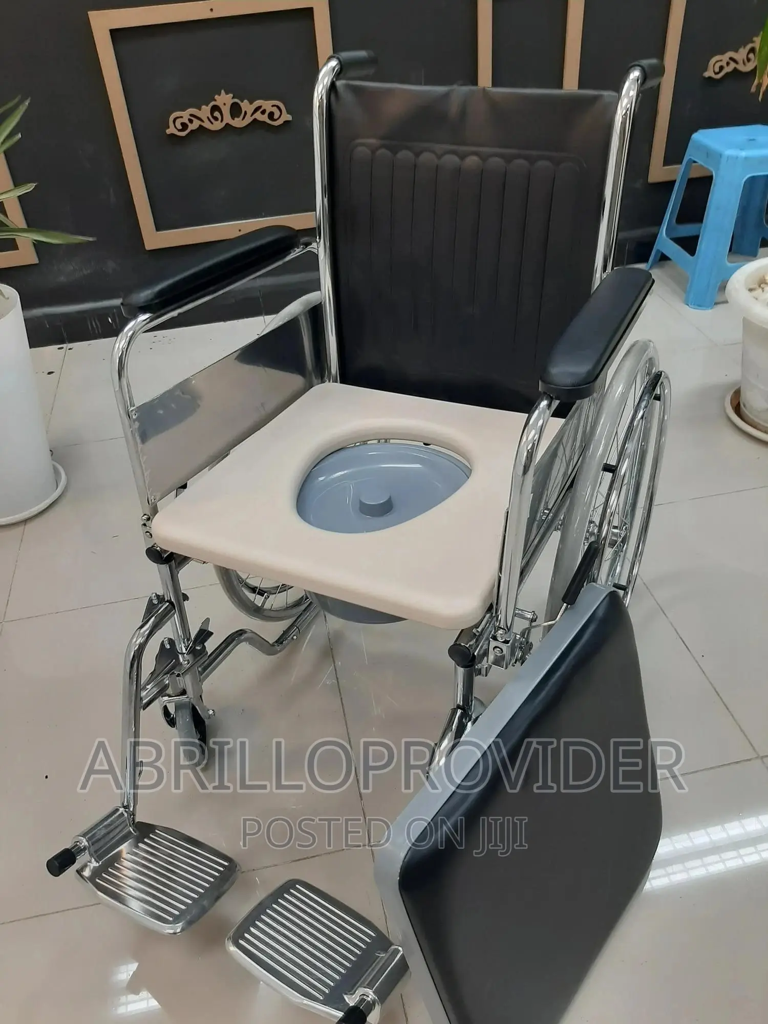Wheelchair Commode Wheelchair Foldable Coated Steel Frame