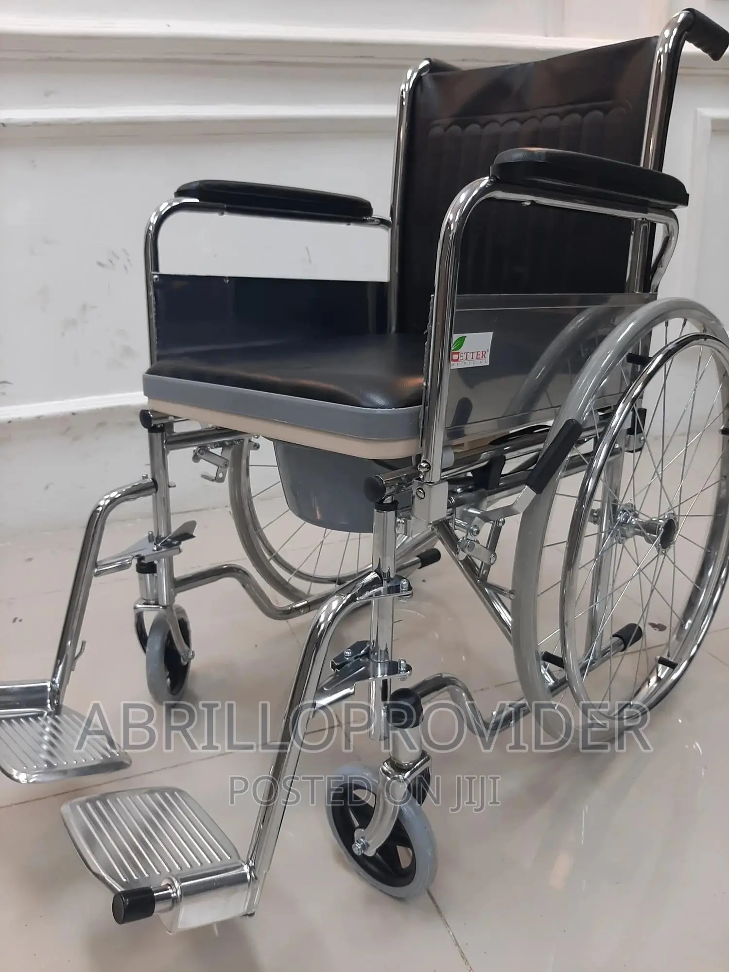 Wheelchair Commode Wheelchair Foldable Coated Steel Frame