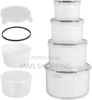  Four - Piece Set of Airtight Round Draining Crisper
