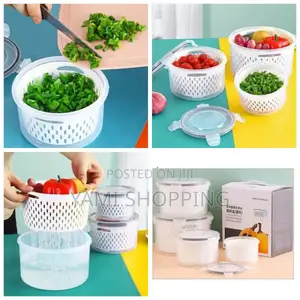 Photo -  Four - Piece Set of Airtight Round Draining Crisper