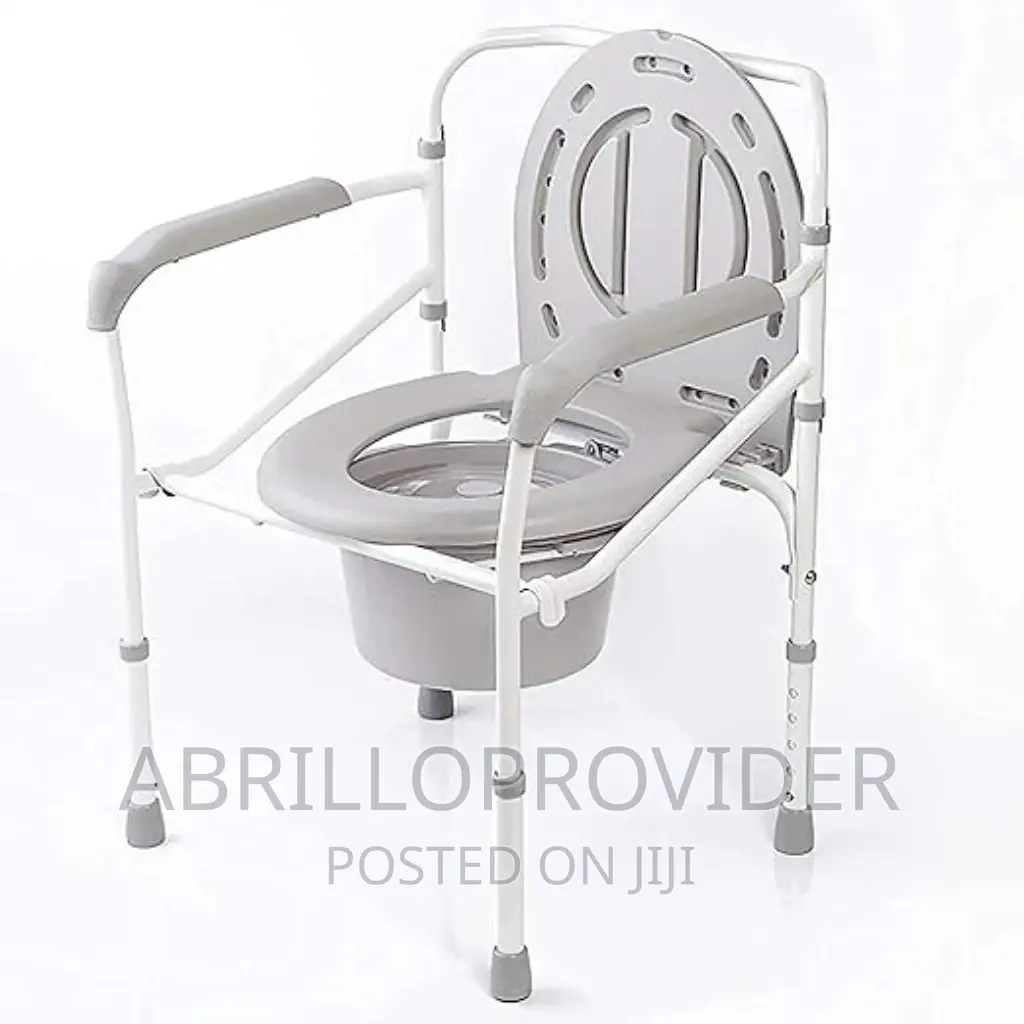 Folding Commode Chair Toilet Seat, With Bucket, Non-Slip Rub