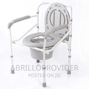 Photo - Folding Commode Chair Toilet Seat, With Bucket, Non-Slip Rub