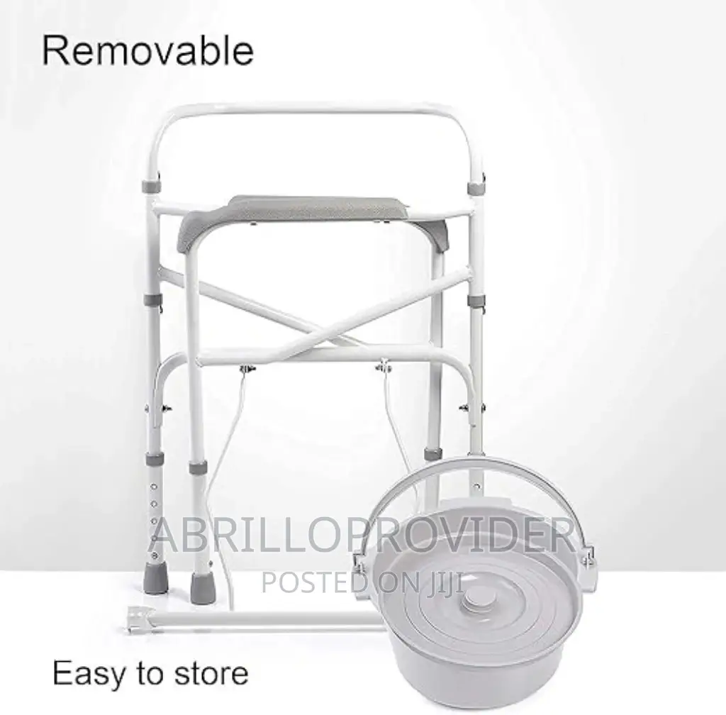 Folding Commode Chair Toilet Seat, With Bucket, Non-Slip Rub