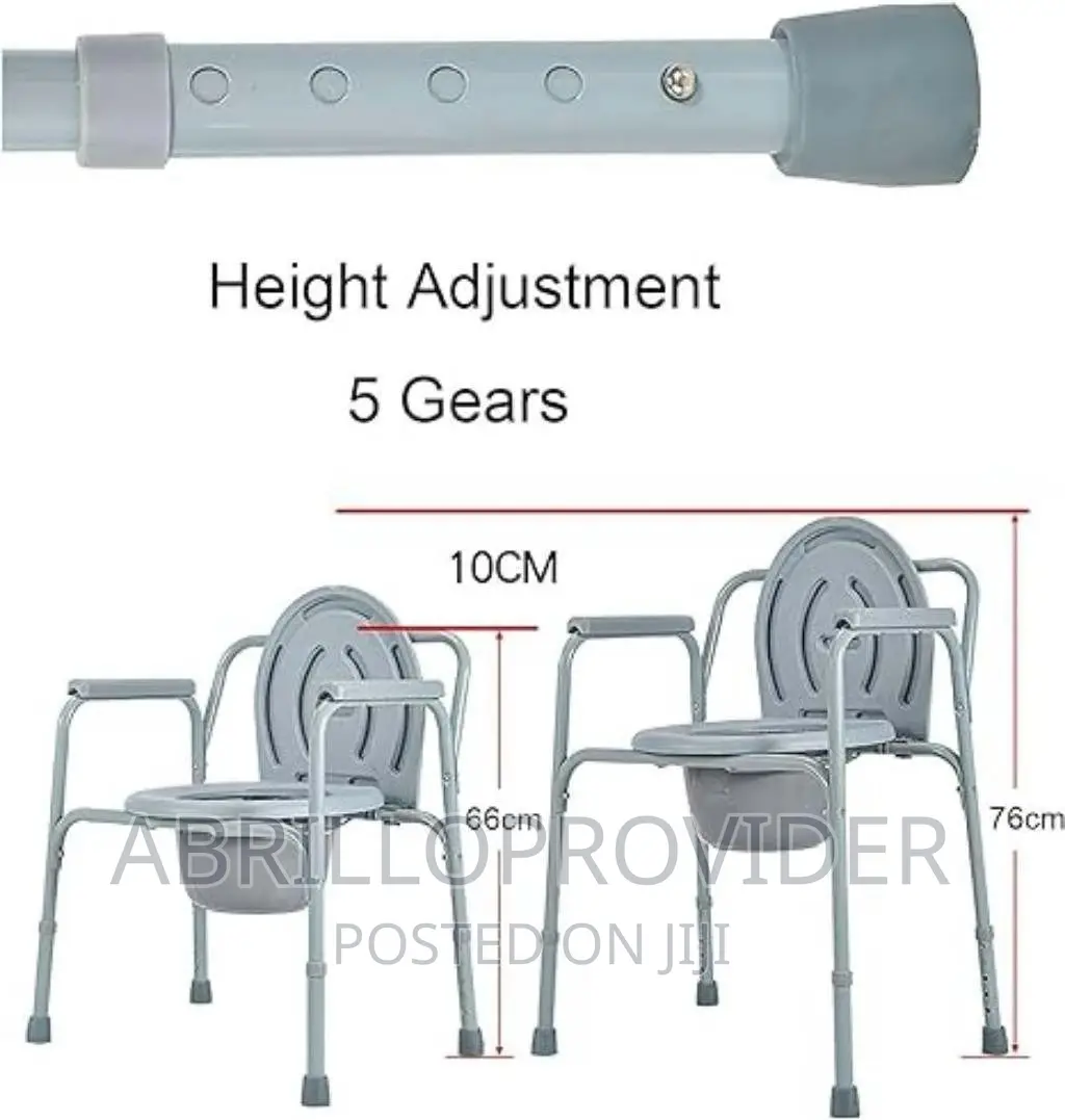Adjust Height Folding Commode Chair Toilet Seat With Bucket,