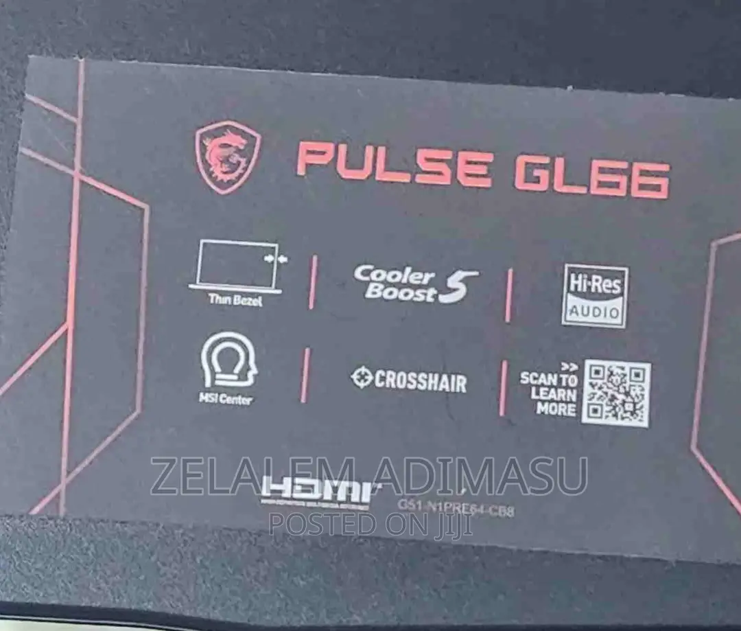 New Laptop MSI Pulse GL66 16GB Intel Core I7 SSD 512GB
