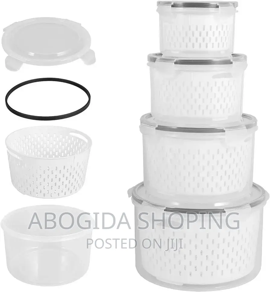Four - Piece Set of Airtight Round Draining Crisper