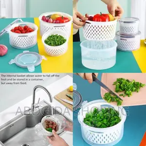 Photo - Four - Piece Set of Airtight Round Draining Crisper