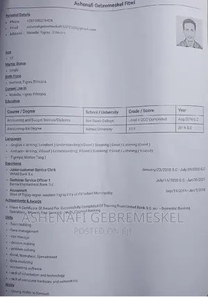 Photo - Cvየደንበኞች ኣገልግሎት ማስተዋወቅ