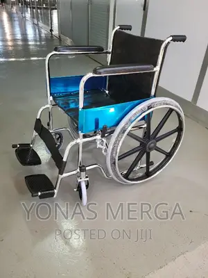 Photo - Folding Wheel Chair (Fixed Armrest Footrest)CHROME PLATED