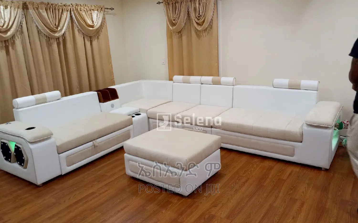 L Shaped Sofa Full Leather With Table