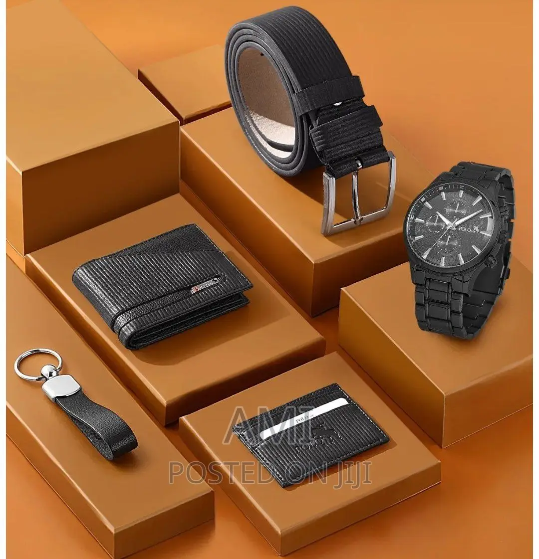 POLO AIR Men's Combination Set Watch Belt Wallet Card Holder