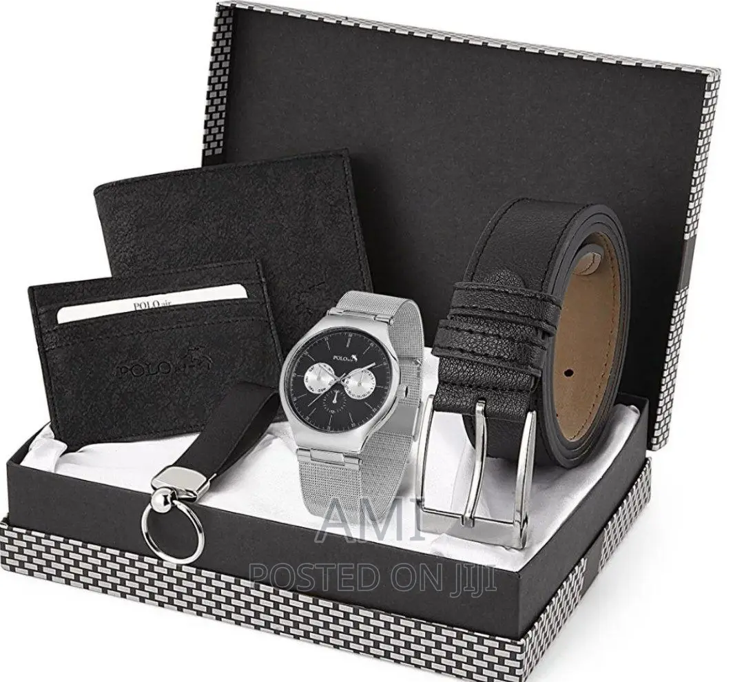 POLO AIR Men's Combination Set Watch Belt Wallet Card Holder