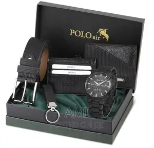 POLO AIR Men's Combination Set Watch Belt Wallet Card Holder