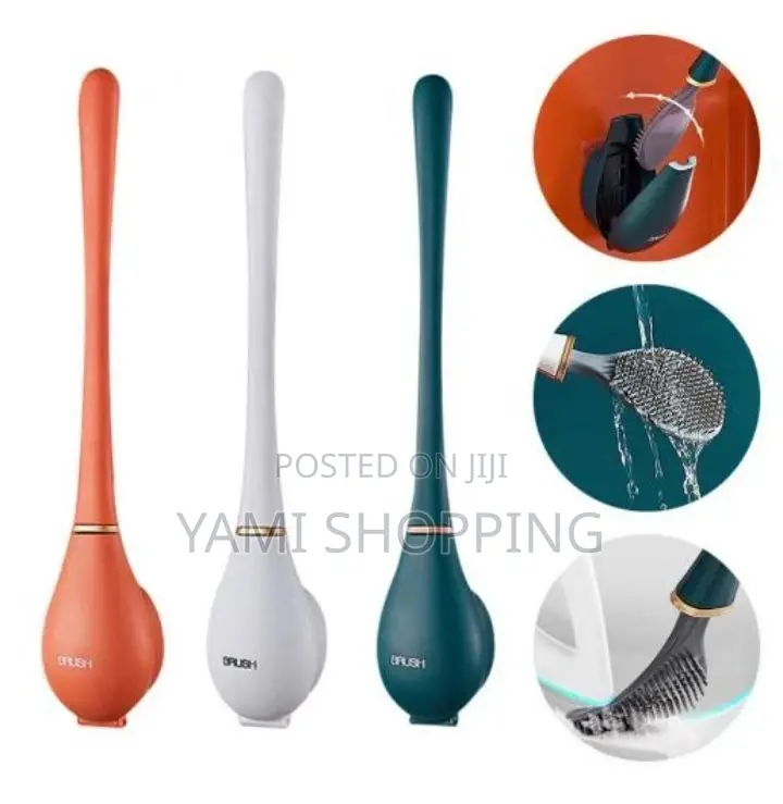 Wall-Mounted Toilet Cleaning Brush With Brush Holder