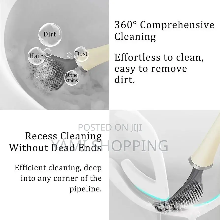 Wall-Mounted Toilet Cleaning Brush With Brush Holder