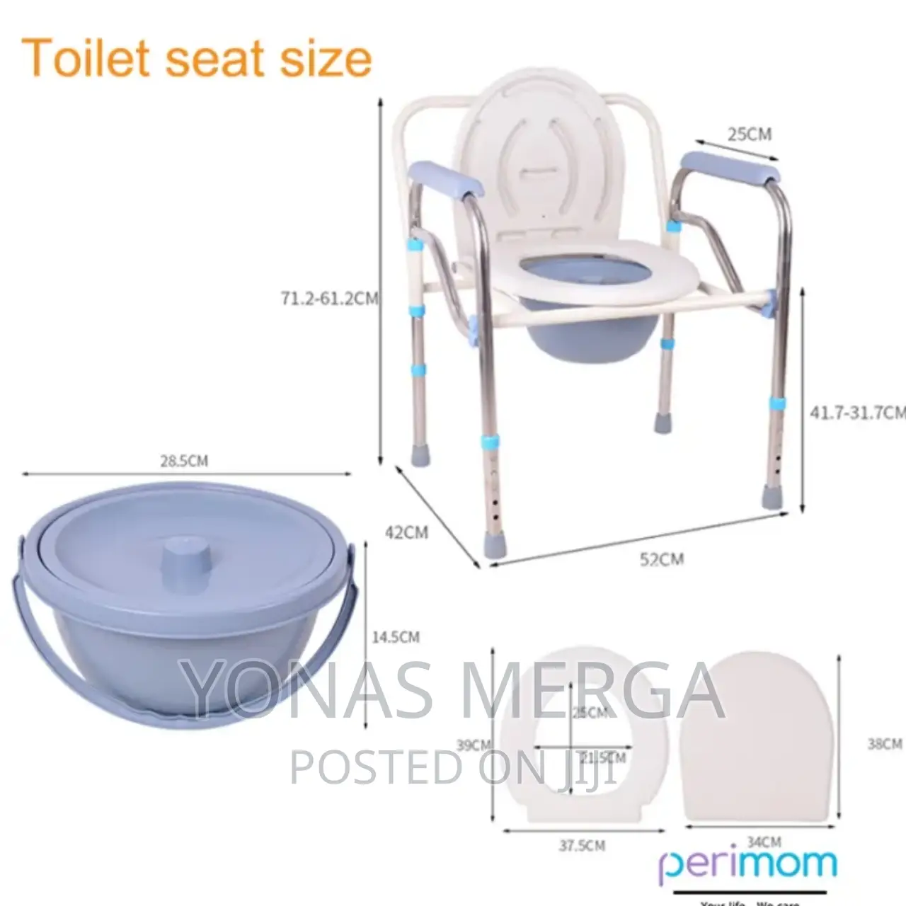 Medical Folding Steel Bedside Commode Easily Opens and Folds