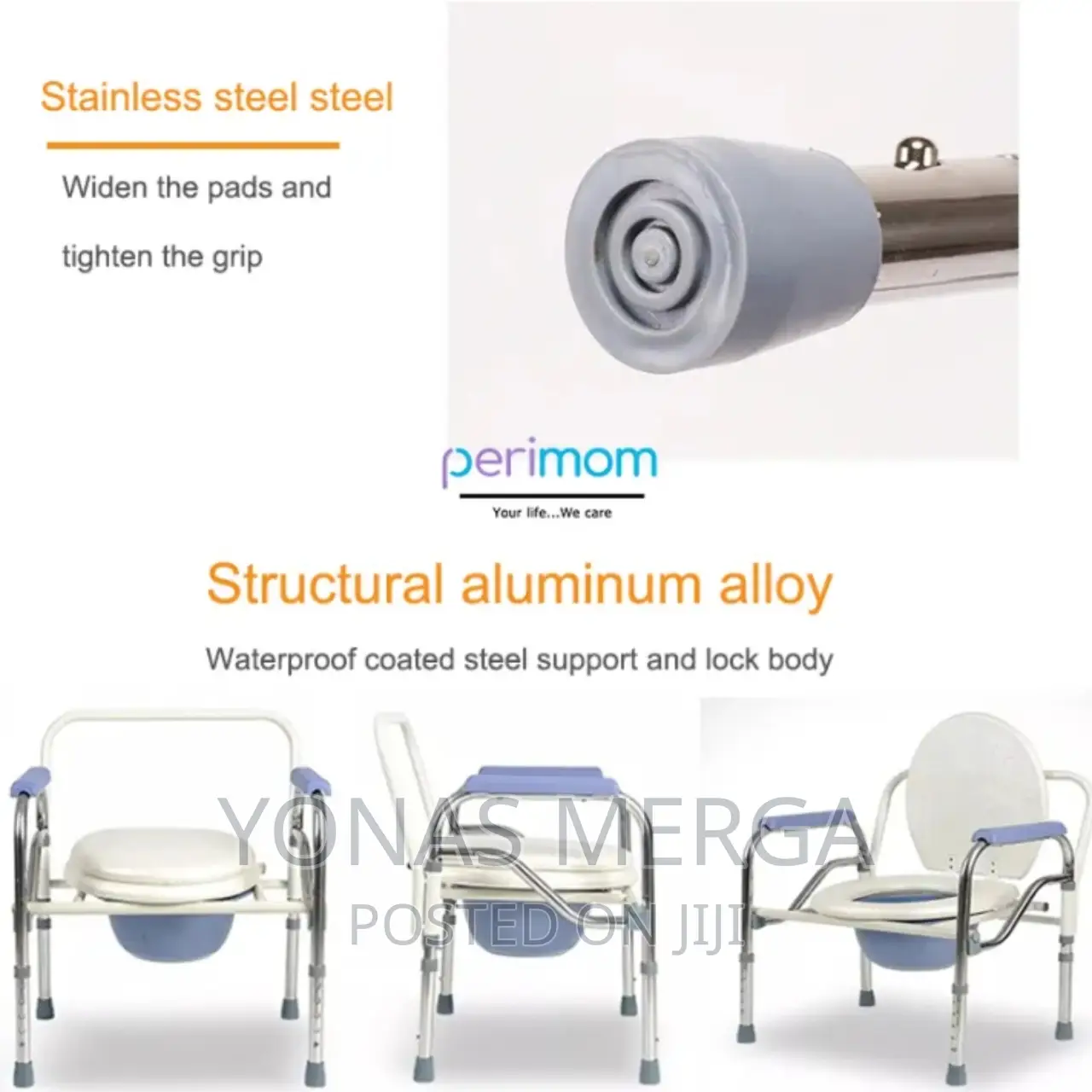 Toilet Chair Easy Use Snap Button Allow Commode to Open Fold