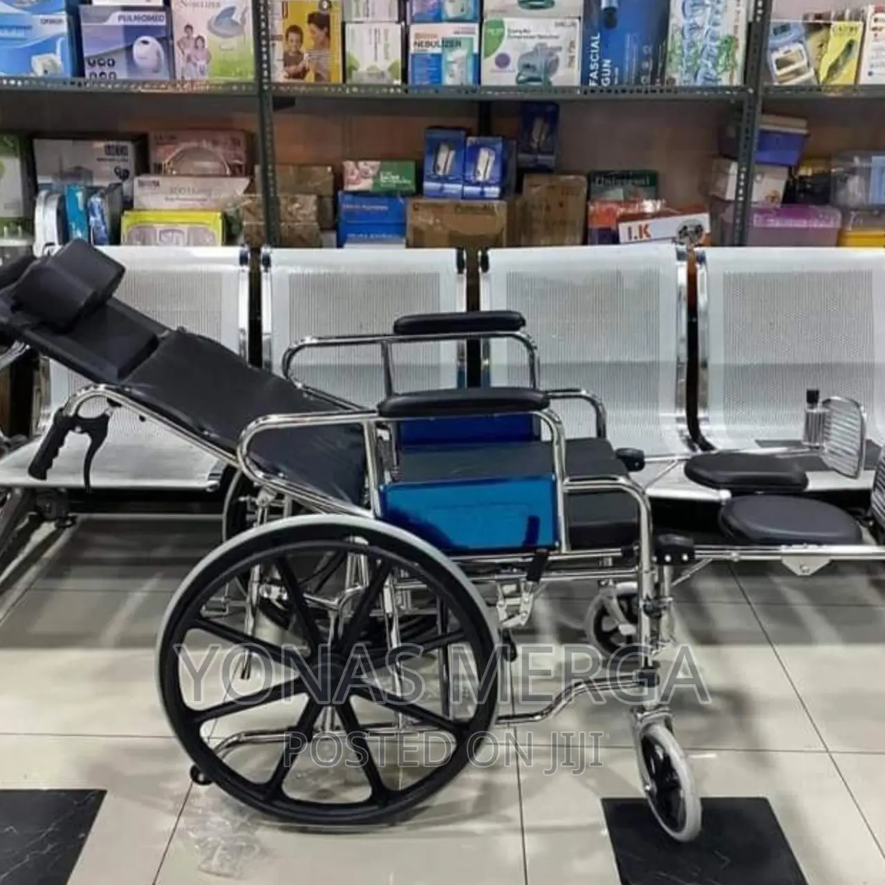 Wheelchair.-Adjustable Head Support Height and Angle: