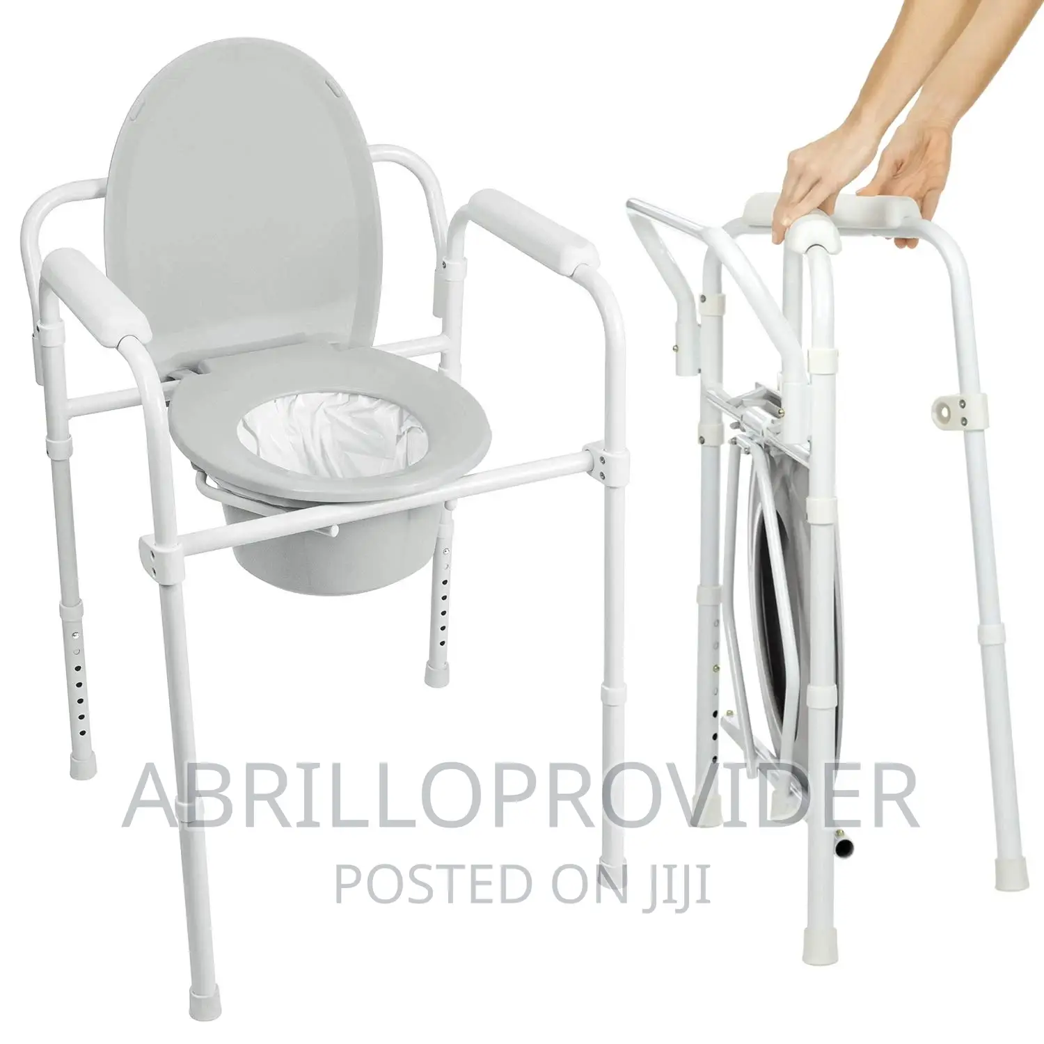 3 in 1 Heavy Duty Commode Chair=Bucket With Padded Arms,