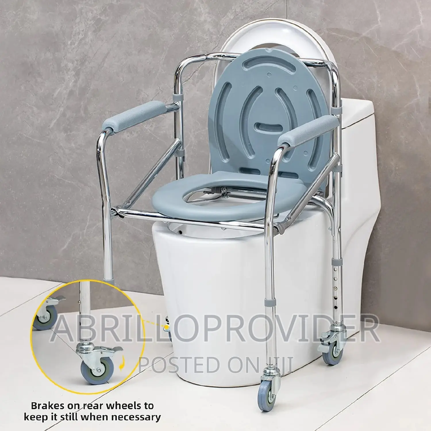 Commode Chair With Wheels,Steel Frame Portable Toilets*Chair