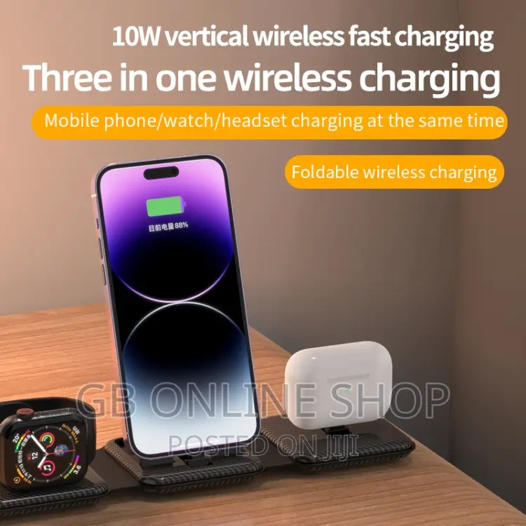 3 In1 Portable Wireless Charger Charging Station 10W