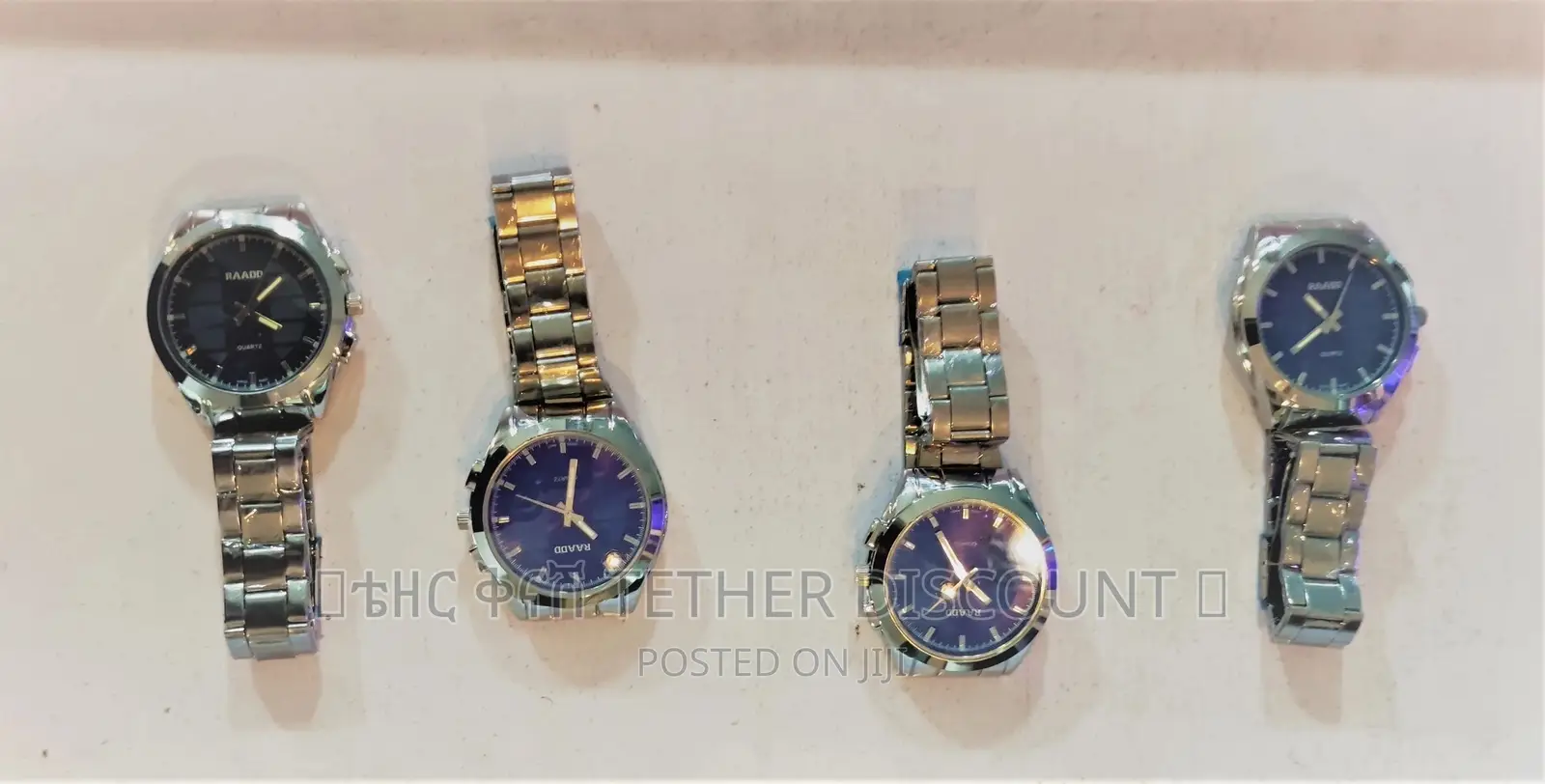 Quartz Watch Silver Bracelet Stainless Steel 4pic የእጅ ሰዓት