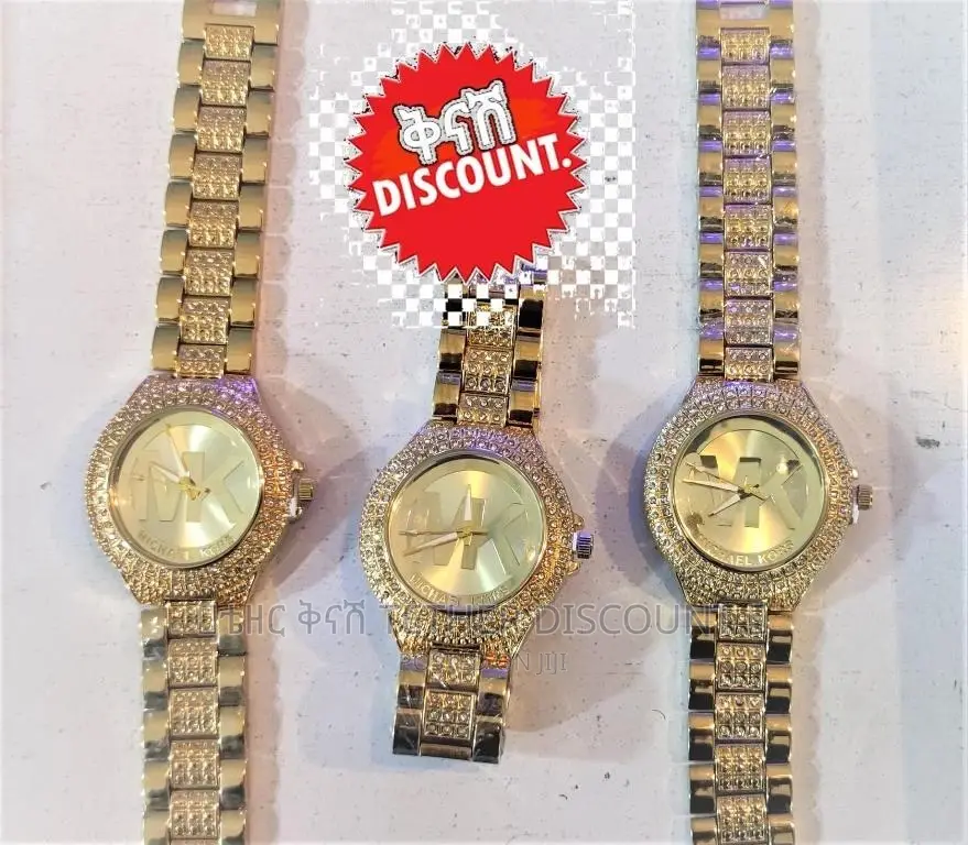 Michael Kors Ladies Gold Watch With Cubic Zirconiasወርቃማ ሰዓት