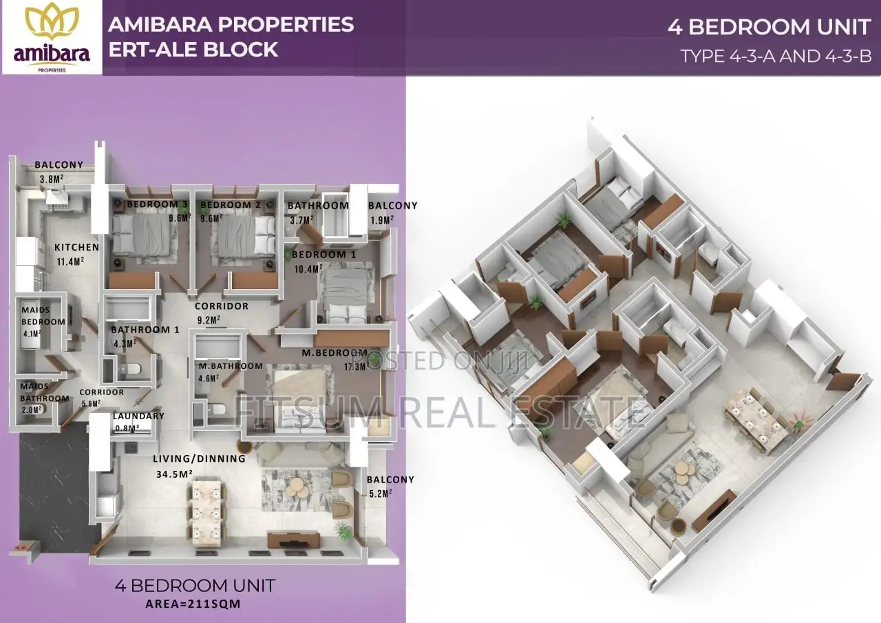 2bdrm Apartment in Central Plaza, Lideta for sale