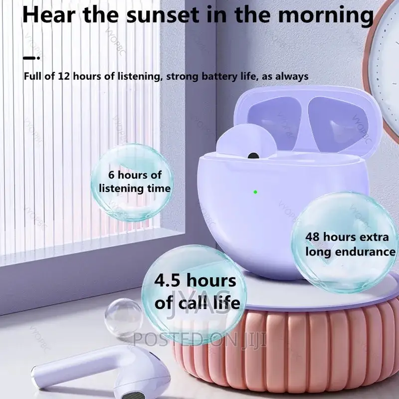 Air Pro 6 TWS Wireless Headphone White and Black