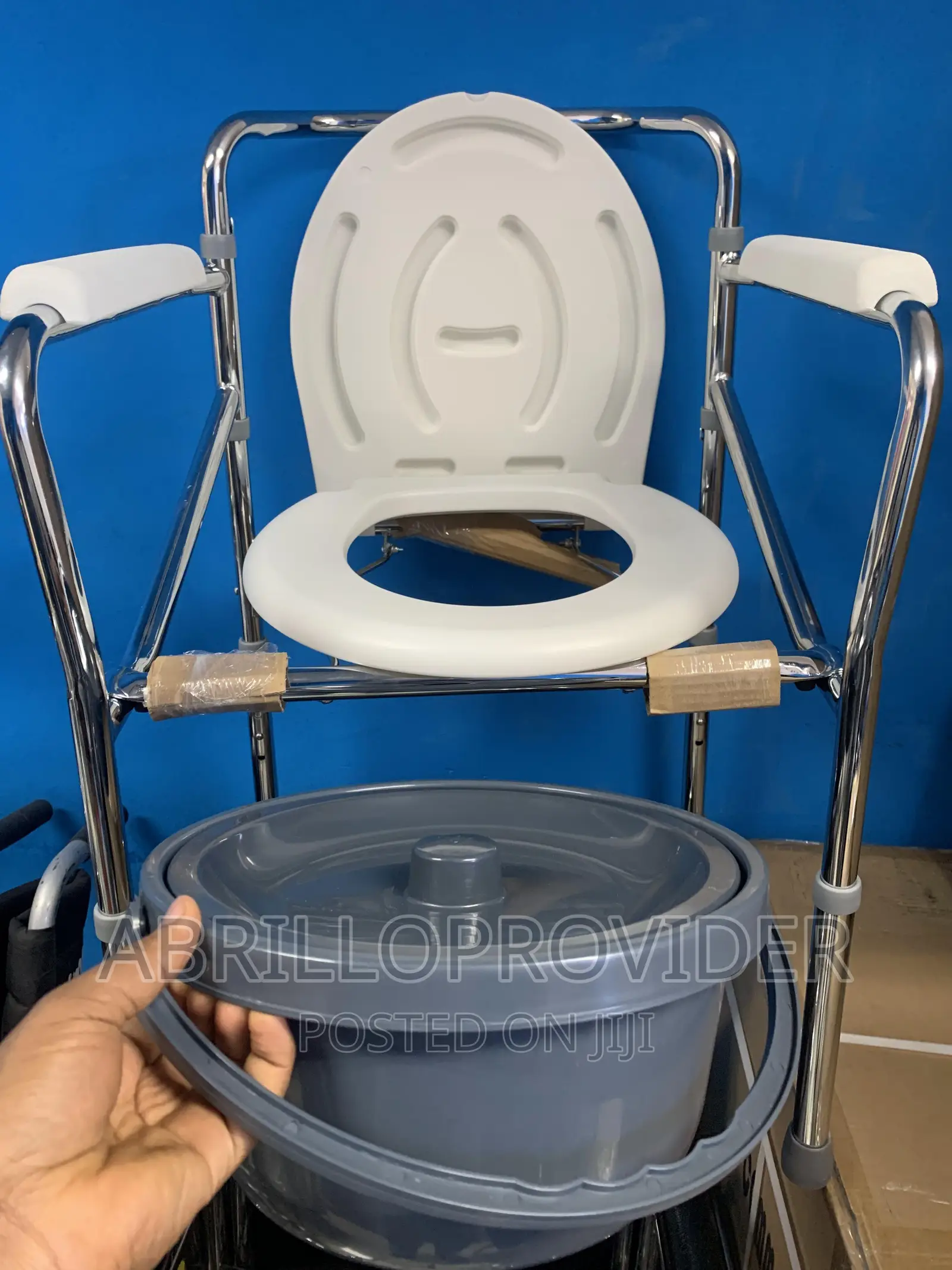 Folding Commode Chair, Stainless Steel Elderly Toilet Chair