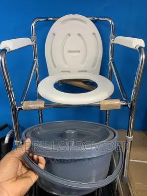 Photo - Folding Commode Chair, Stainless Steel Elderly Toilet Chair