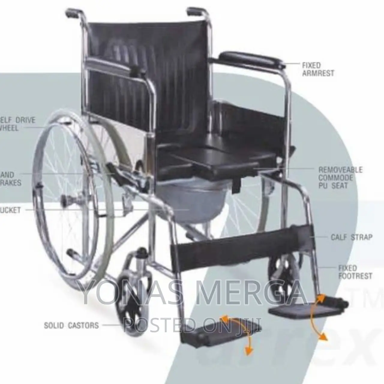Wheelchair With Commode(Capacity 150kg),Model Number:EC60GCJ