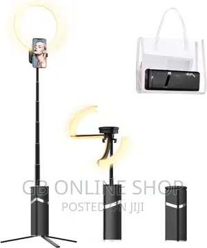 JOCOSA All-in-One Retractable Selfie Ring Light With Stand