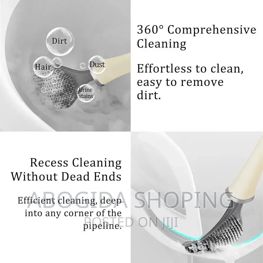 Wall-Mounted Toilet Cleaning Brush With Brush Holder