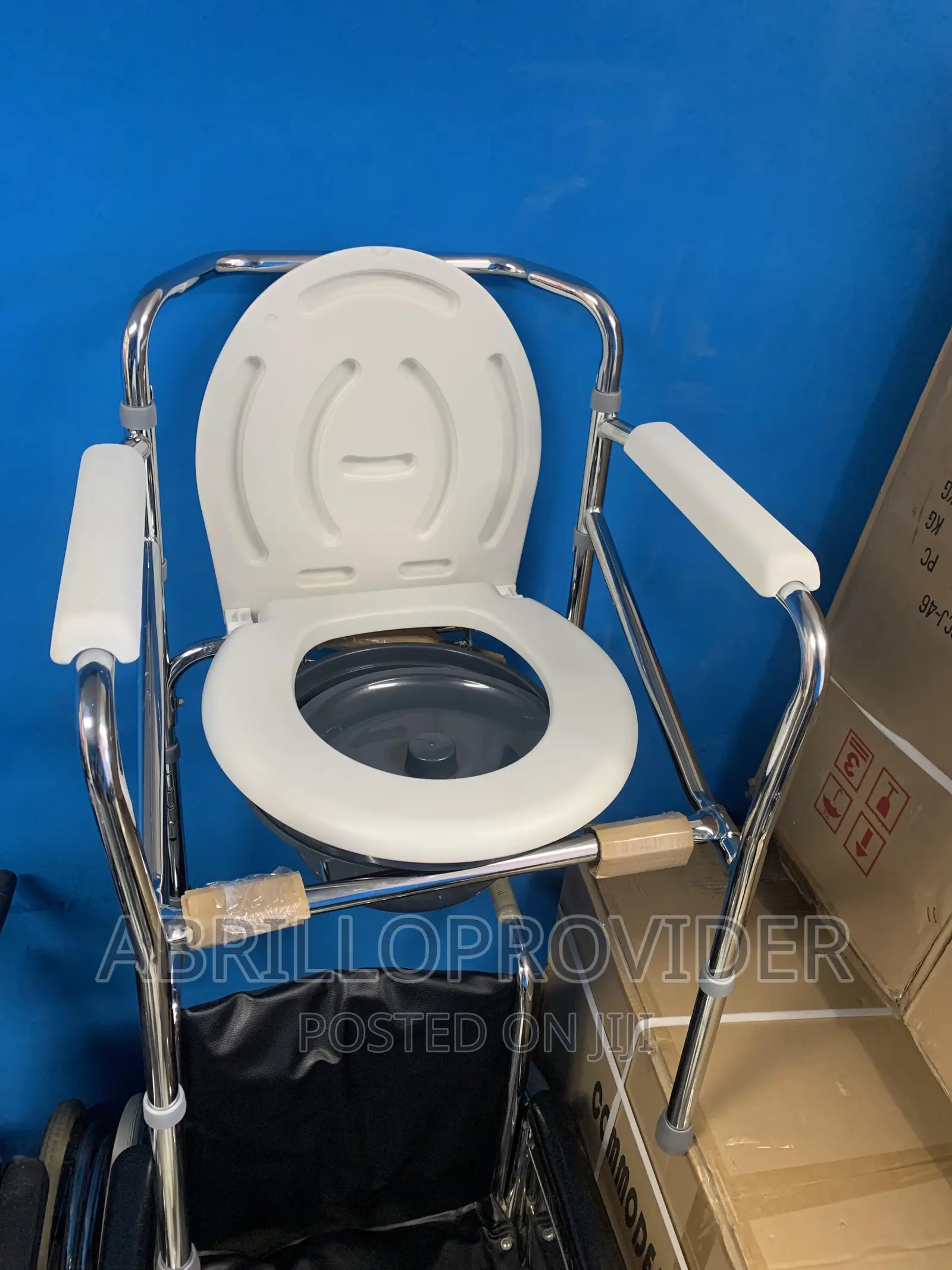 Folding Steel Bedside Commode Chair, Portable Toilet,