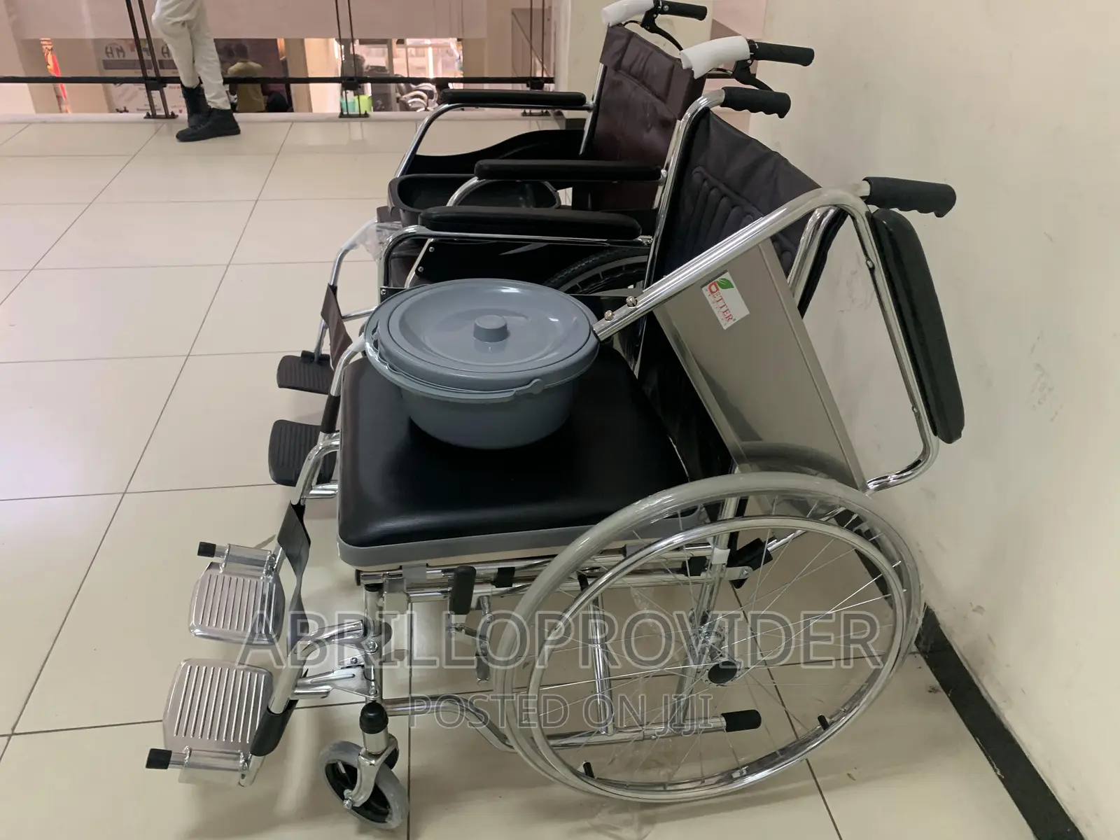 KME Foldable Commode Wheelchair, Flip-Up Armrest Wheelchair