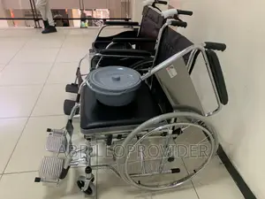 KME Foldable Commode Wheelchair, Flip-Up Armrest Wheelchair