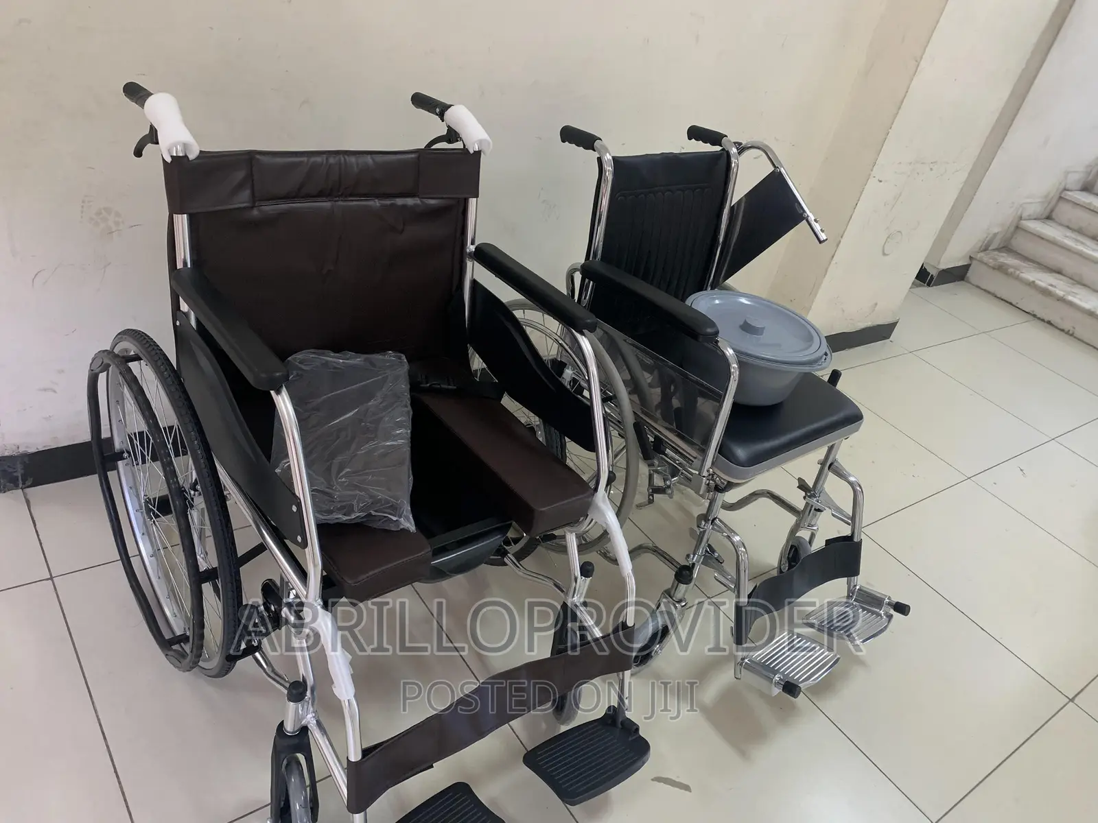KME Foldable Commode Wheelchair, Flip-Up Armrest Wheelchair