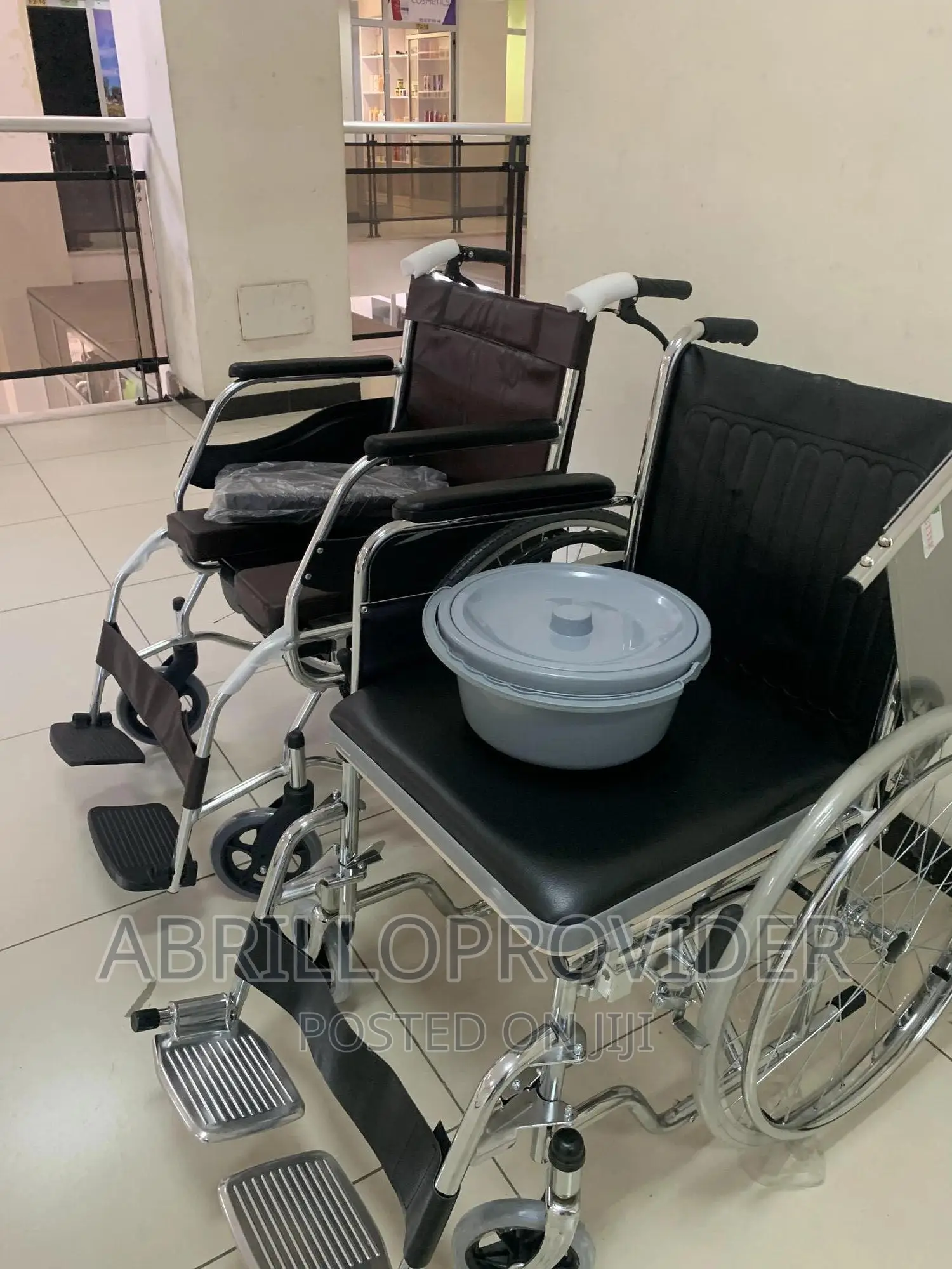 KME Foldable Commode Wheelchair, Flip-Up Armrest Wheelchair