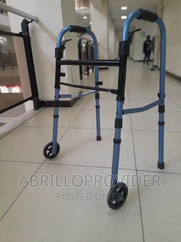 Medline 2-Button Folding Walker 5in Wheels Used
