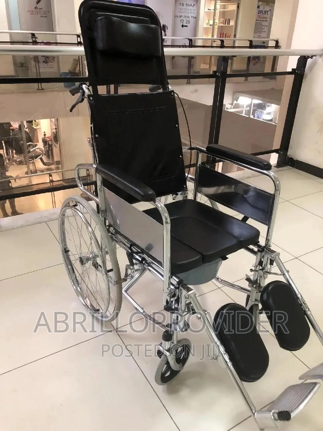 Reclining Foldable Commode Wheelchair-bed Type Transforming