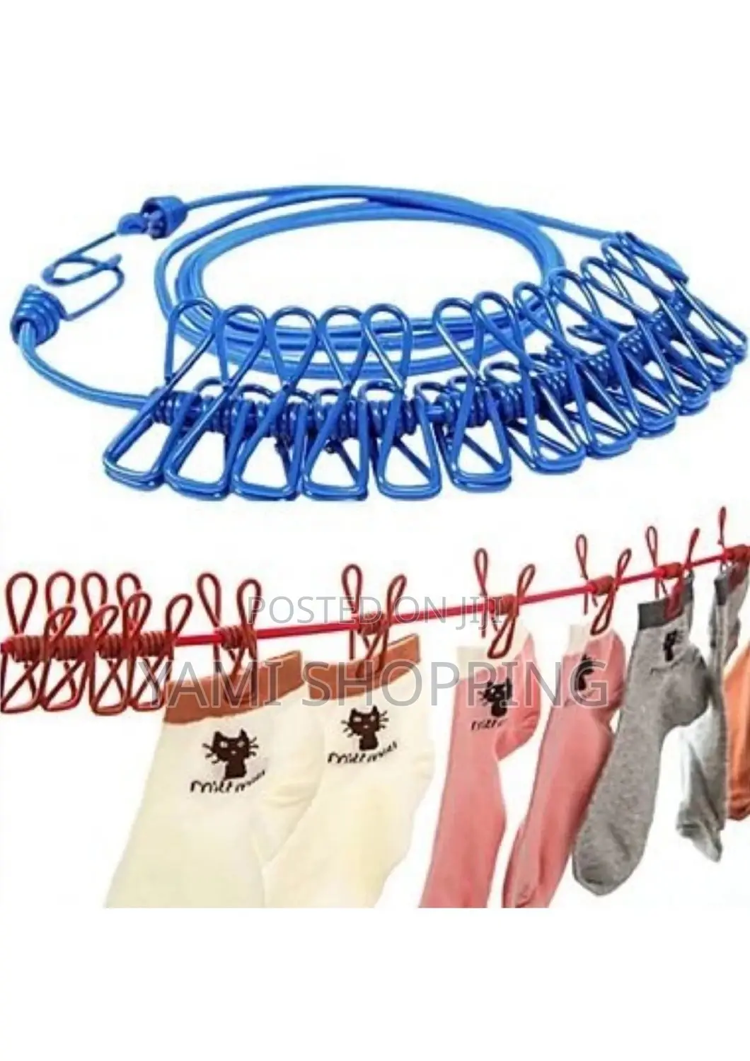Elastic Laundry Rope With 12 Clothespins