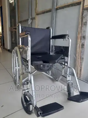 Photo - Mobile Shower Chair Toilet Commode Wheelchair With Handbrake