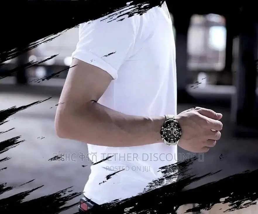 Naviforce Men’S Quartz Watch(ቅናሽ)የወንድ ሰዓት Gold Silver NF8019