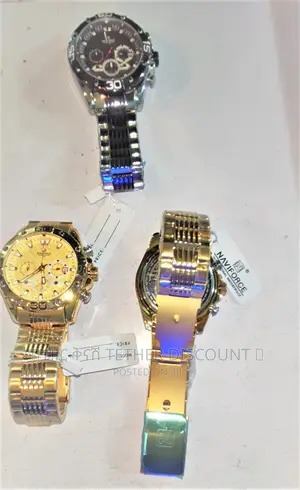 Naviforce Men’S Quartz Watch(ቅናሽ)የወንድ ሰዓት Gold Silver NF8019