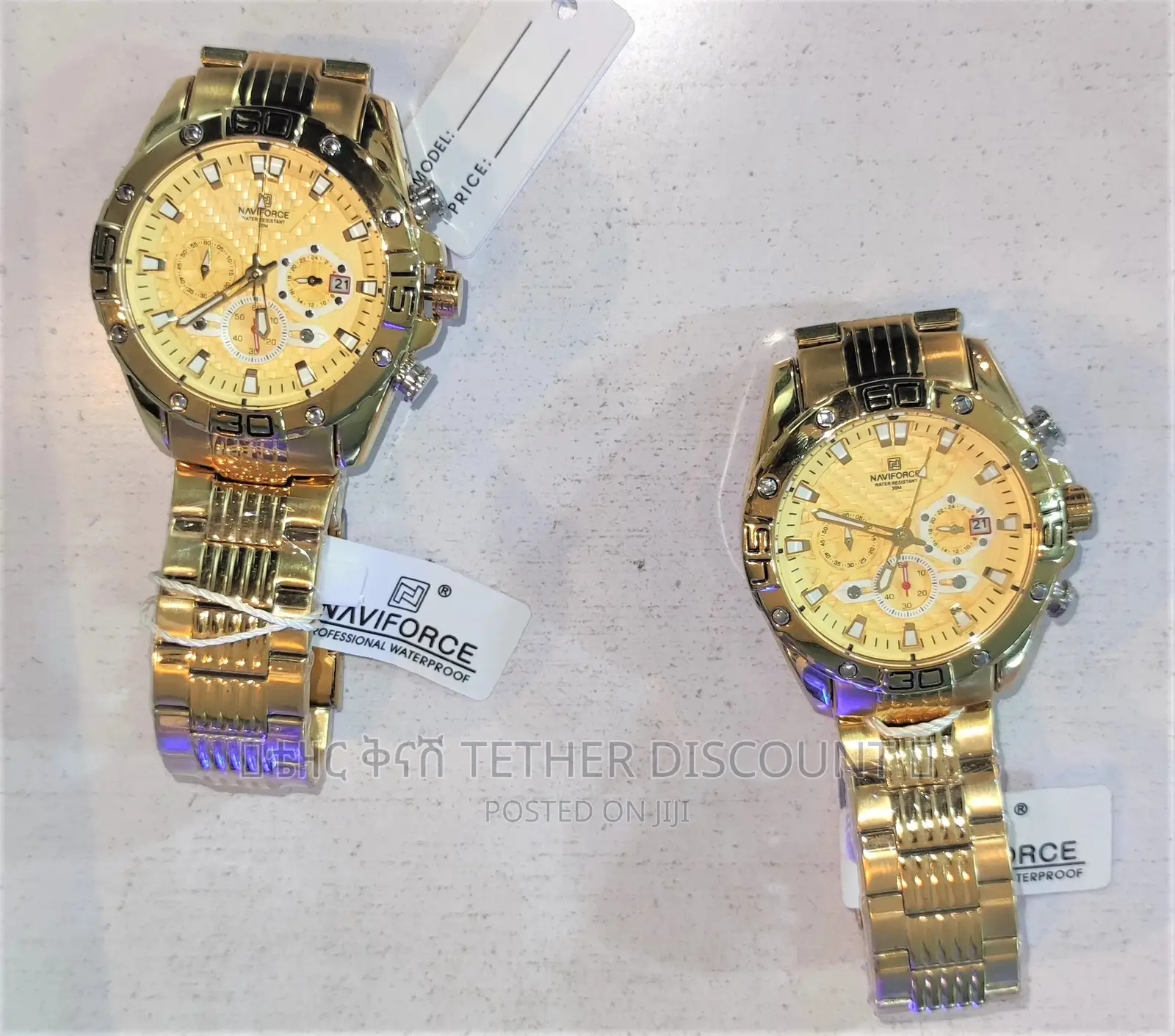 Naviforce Men’S Quartz Watch(ቅናሽ)የወንድ ሰዓት Gold Silver NF8019