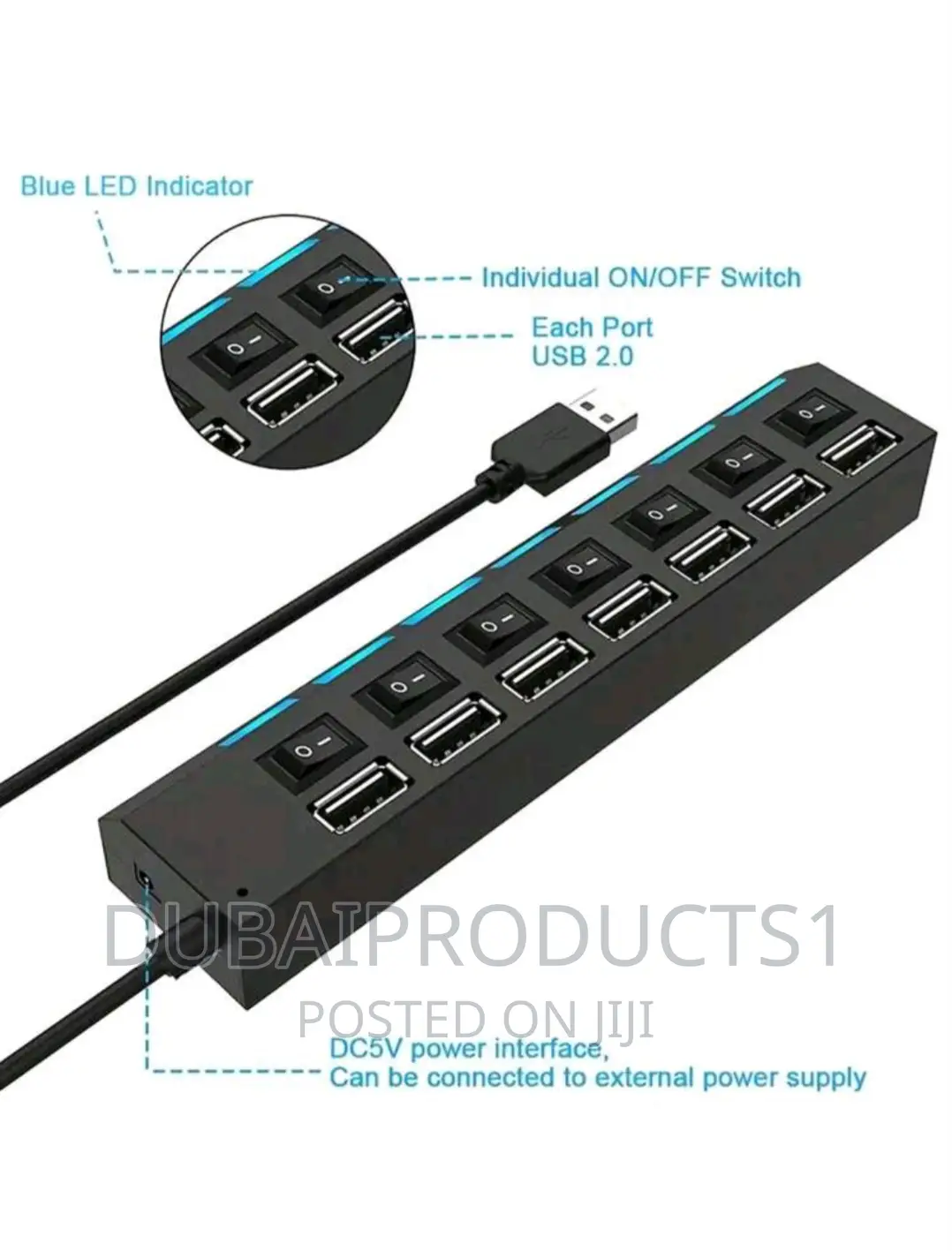 Mini USB Hub, 7-Port USB Hub
