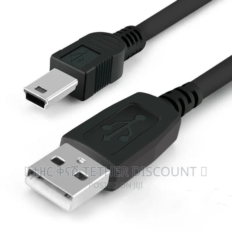 USB 2.0 to Mini-B Fast Charging USB Cable የስልክ ቻርጀር
